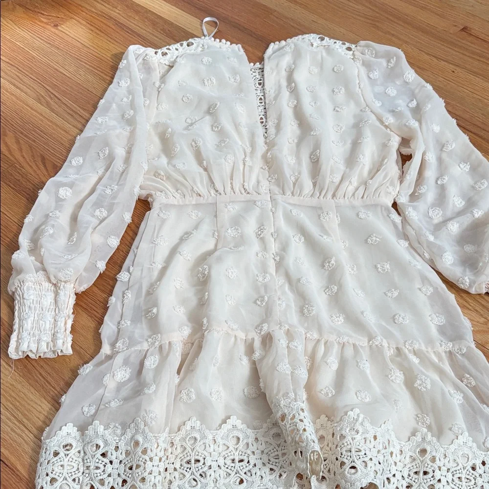 Lulu's Ivory Lace Long-Sleeve Mini Dress - Picture 4 of 6